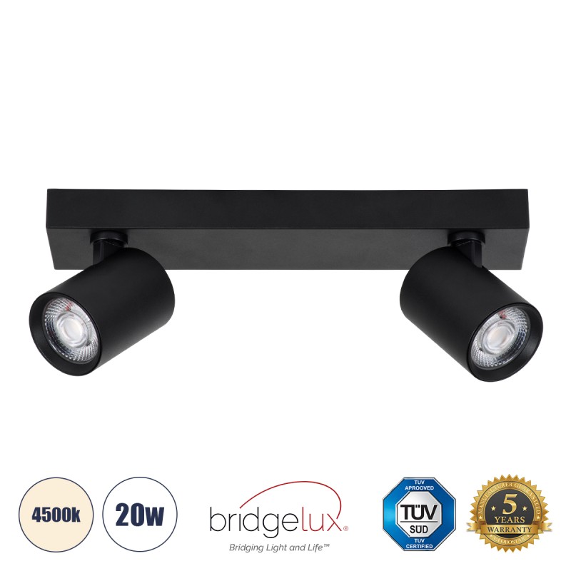 GLOBOSTAR® LEONARDO 60346 Μοντέρνο Φωτιστικό Οροφής LED 20W 2400lm 60° AC 220-240V IP20 Φυσικό Λευκό 4500K - Bridgelux COB - Μαύρο - Μ32 x Π7 x Υ11.8cm - 5 Χρόνια Εγγύηση