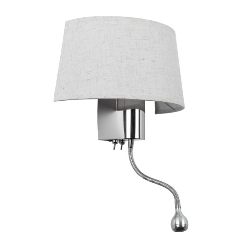 GLOBOSTAR® ELEGANT 01493 Μοντέρνο Φωτιστικό Τοίχου - Απλίκα Ξενοδοχείου Reading Light με Ντουί 1 x E27 LED 3W 360lm 36° AC 220-240V IP20 Θερμό Λευκό 2700K - Bridgelux COB Chip - Ασημί & Λευκό - Μ26 x Π16.5 x Υ33cm - 2 Χρόνια Εγγύηση