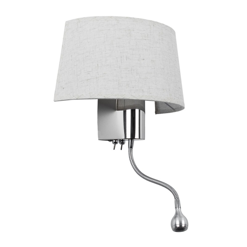 GLOBOSTAR® ELEGANT 01493 Μοντέρνο Φωτιστικό Τοίχου - Απλίκα Ξενοδοχείου Reading Light με Ντουί 1 x E27 LED 3W 360lm 36° AC 220-240V IP20 Θερμό Λευκό 2700K - Bridgelux COB Chip - Ασημί & Λευκό - Μ26 x Π16.5 x Υ33cm - 2 Χρόνια Εγγύηση