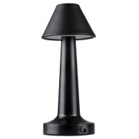 GloboStar® MOLLY 76515 Επαναφορτιζόμενο Επιτραπέζιο Φωτιστικό Πορτατίφ LED 1.5W 105lm 120° DC 5V IP44 Θερμό Λευκό 2700K Dimmable Μαύρο Αλουμίνιο - Μ10 x Π10 x Υ23cm - 2 Xρόνια Εγγύηση