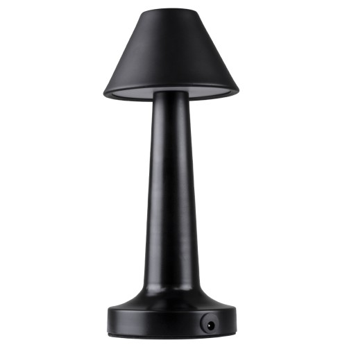 GloboStar® MOLLY 76515 Επαναφορτιζόμενο Επιτραπέζιο Φωτιστικό Πορτατίφ LED 1.5W 105lm 120° DC 5V IP44 Θερμό Λευκό 2700K Dimmable Μαύρο Αλουμίνιο - Μ10 x Π10 x Υ23cm - 2 Xρόνια Εγγύηση
