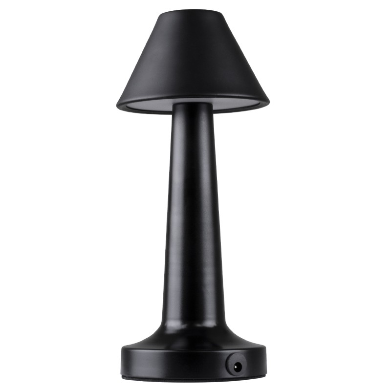 GloboStar® MOLLY 76515 Επαναφορτιζόμενο Επιτραπέζιο Φωτιστικό Πορτατίφ LED 1.5W 105lm 120° DC 5V IP44 Θερμό Λευκό 2700K Dimmable Μαύρο Αλουμίνιο - Μ10 x Π10 x Υ23cm - 2 Xρόνια Εγγύηση