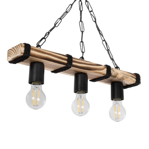 GLOBOSTAR® GLISTER 201-0003 Vintage Κρεμαστό Φωτιστικό Οροφής με Ντουί 3 x E27 AC 220-240V IP20 - Μπεζ & Μαύρο - Μ50 x Π9 x Υ10cm