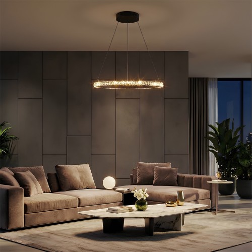 kelvo® DIAMOND KLV-101-0229 Κρεμαστό Φωτιστικό Οροφής LED 45W 4500lm 180° AC 220-240V IP20 Ρυθμιζόμενο Λευκό CCT με Χειριστήριο από 2700K έως 6000K Dimmable - Lumileds SMD Chip - Μαύρο Ματ - Μ60 x Π60 x Υ3cm - 3 Χρόνια Εγγύηση