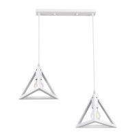 GLOBOSTAR® TRIANGLE 00612 Μοντέρνο Κρεμαστό Φωτιστικό Οροφής με Ντουί 2 x E27 AC 220-240V IP20 - Λευκό - Μ60 x Π22 x Y130cm