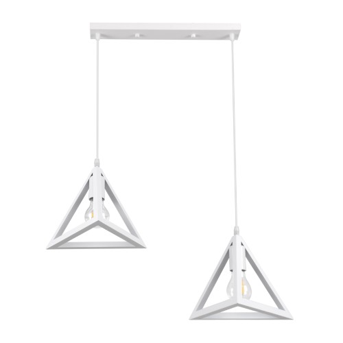 GLOBOSTAR® TRIANGLE 00612 Μοντέρνο Κρεμαστό Φωτιστικό Οροφής με Ντουί 2 x E27 AC 220-240V IP20 - Λευκό - Μ60 x Π22 x Y130cm