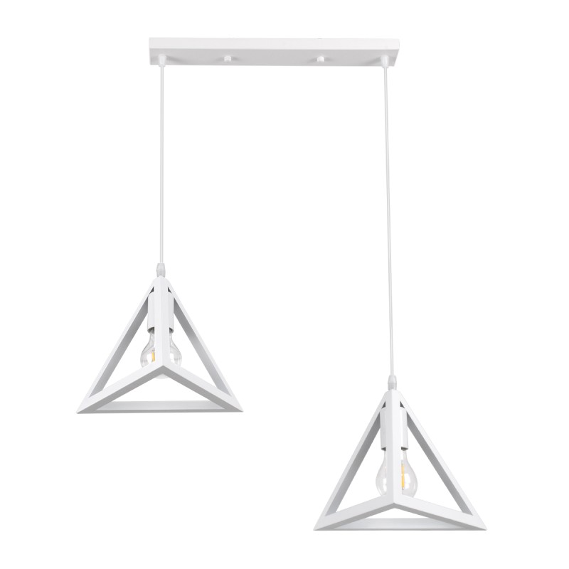 GLOBOSTAR® TRIANGLE 00612 Μοντέρνο Κρεμαστό Φωτιστικό Οροφής με Ντουί 2 x E27 AC 220-240V IP20 - Λευκό - Μ60 x Π22 x Y130cm
