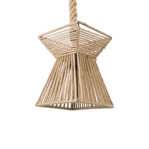 GLOBOSTAR® ROUGE 01611 Boho Κρεμαστό Φωτιστικό Οροφής με Ντουί 1 x E27 AC 220-240V IP20 - Μπεζ - Μ21 x Π21 x Y27cm