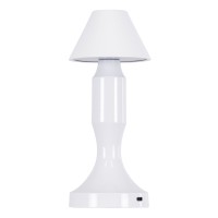 GloboStar® LUNNA 76476 Επαναφορτιζόμενο Επιτραπέζιο Φωτιστικό Πορτατίφ LED 1.5W 105lm 120° DC 5V IP44 CCT Ultra Θερμό 1500K - Φυσικό Λευκό 4500K - Ψυχρό Λευκό 6000K Dimmable Λευκό Πλαστικό - Μ9 x Π9 x Υ23cm- 2 Χρόνια Εγγύηση