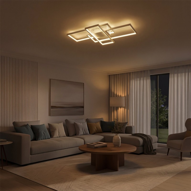 kelvo® QUADRA KLV-101-0294 Φωτιστικό Οροφής LED 100W 10000lm 120° AC 220-240V IP20 Ρυθμιζόμενο Λευκό CCT με Χειριστήριο από 2700K έως 6000K Dimmable - Lumileds SMD Chip - Λευκό Ματ - Μ85 x Π45 x Υ9cm - 3 Χρόνια Εγγύηση