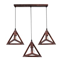 GLOBOSTAR® TRIANGLE 00623 Μοντέρνο Κρεμαστό Φωτιστικό Οροφής με Ντουί 3 x E27 AC 220-240V IP20 - Χάλκινο - Μ70 x Π22 x Y130cm