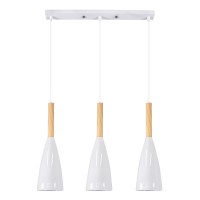GLOBOSTAR® DILLON 00631 Μοντέρνο Κρεμαστό Φωτιστικό Οροφής με Ντουί 3 x E27 AC 220-240V IP20 - Λευκό & Μπεζ - Μ54 x Π14 x Υ130cm