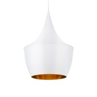 GLOBOSTAR® SHANGHAI 01026-A Μοντέρνο Κρεμαστό Φωτιστικό Οροφής με Ντουί 1 x E27 AC 220-240V IP20 - Λευκό & Χρυσό - Μ24 x Π24 x Υ30cm