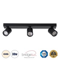 GLOBOSTAR® LEONARDO 60348 Μοντέρνο Φωτιστικό Οροφής LED 30W 3600lm 60° AC 220-240V IP20 Φυσικό Λευκό 4500K - Bridgelux COB - Μαύρο - Μ52 x Π7 x Υ11.8cm - 5 Χρόνια Εγγύηση
