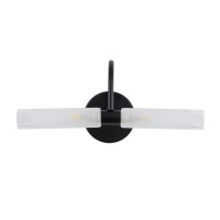 GLOBOSTAR® PAOLA 60416 Μοντέρνο Φωτιστικό Τοίχου - Απλίκα Καθρέπτη Μπάνιου με Ντουί 2 x G9 AC 220-240V IP44 - Μαύρο Ματ & Λευκό - Μ31 x Π16 x Υ15cm