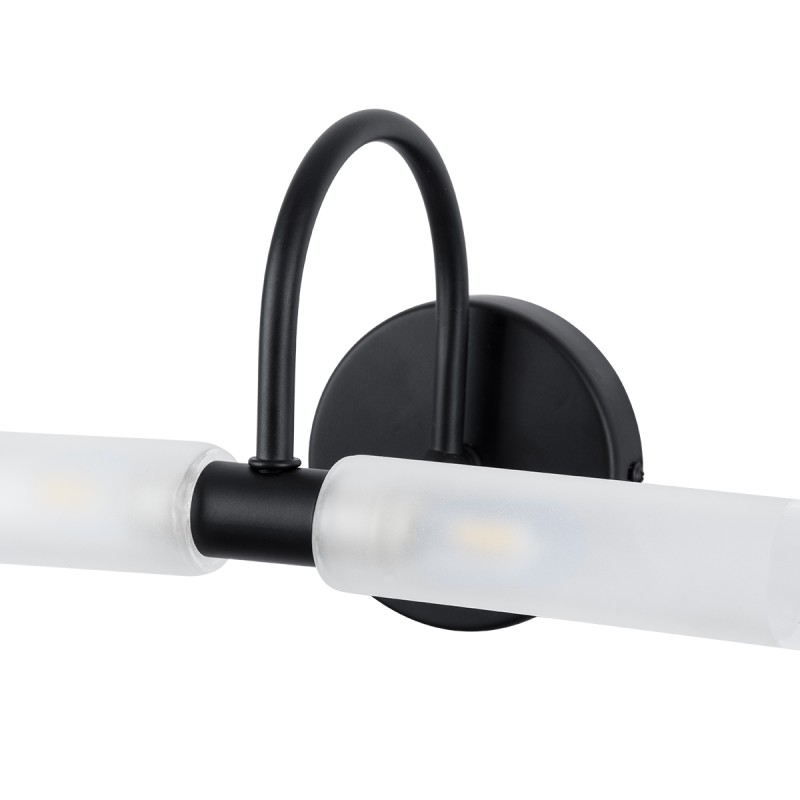 GLOBOSTAR® PAOLA 60416 Μοντέρνο Φωτιστικό Τοίχου - Απλίκα Καθρέπτη Μπάνιου με Ντουί 2 x G9 AC 220-240V IP44 - Μαύρο Ματ & Λευκό - Μ31 x Π16 x Υ15cm