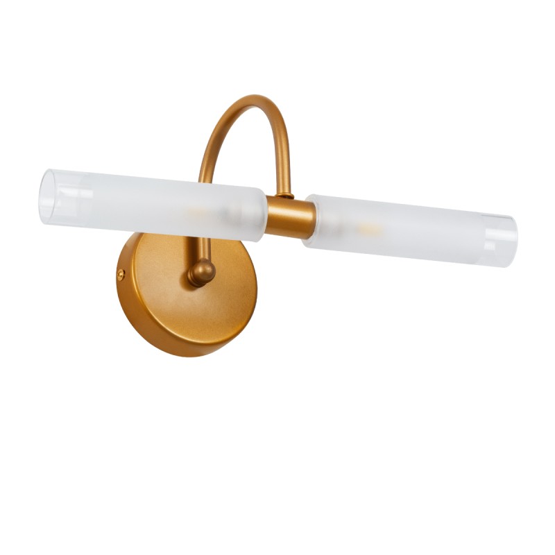 GLOBOSTAR® PAOLA 60419 Μοντέρνο Φωτιστικό Τοίχου - Απλίκα Καθρέπτη Μπάνιου με Ντουί 2 x G9 AC 220-240V IP44 - Χάλκινο & Λευκό - Μ31 x Π16 x Υ15cm