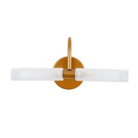 GLOBOSTAR® PAOLA 60419 Μοντέρνο Φωτιστικό Τοίχου - Απλίκα Καθρέπτη Μπάνιου με Ντουί 2 x G9 AC 220-240V IP44 - Χάλκινο & Λευκό - Μ31 x Π16 x Υ15cm