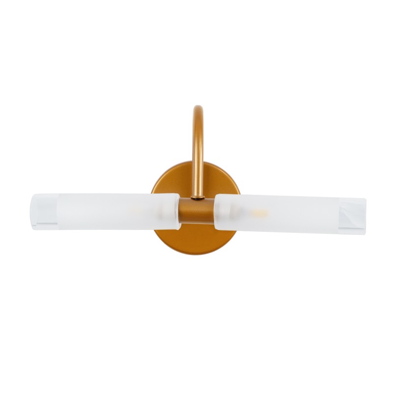GLOBOSTAR® PAOLA 60419 Μοντέρνο Φωτιστικό Τοίχου - Απλίκα Καθρέπτη Μπάνιου με Ντουί 2 x G9 AC 220-240V IP44 - Χάλκινο & Λευκό - Μ31 x Π16 x Υ15cm