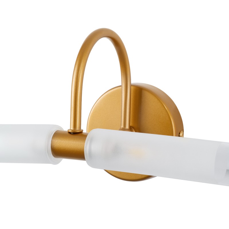 GLOBOSTAR® PAOLA 60419 Μοντέρνο Φωτιστικό Τοίχου - Απλίκα Καθρέπτη Μπάνιου με Ντουί 2 x G9 AC 220-240V IP44 - Χάλκινο & Λευκό - Μ31 x Π16 x Υ15cm