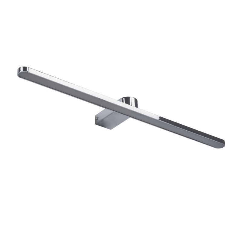 GLOBOSTAR® MEGAN 60449 Μοντέρνο Φωτιστικό Τοίχου - Απλίκα Καθρέπτη Μπάνιου LED 12W 1400lm 120° AC 220-240V IP44 Φυσικό Λευκό 4500K - Lumileds SMD Chip & TÜV SÜD Driver - Νίκελ Χρώμιο - Μ60 x Π12 x Υ4cm - 3 Χρόνια Εγγύηση