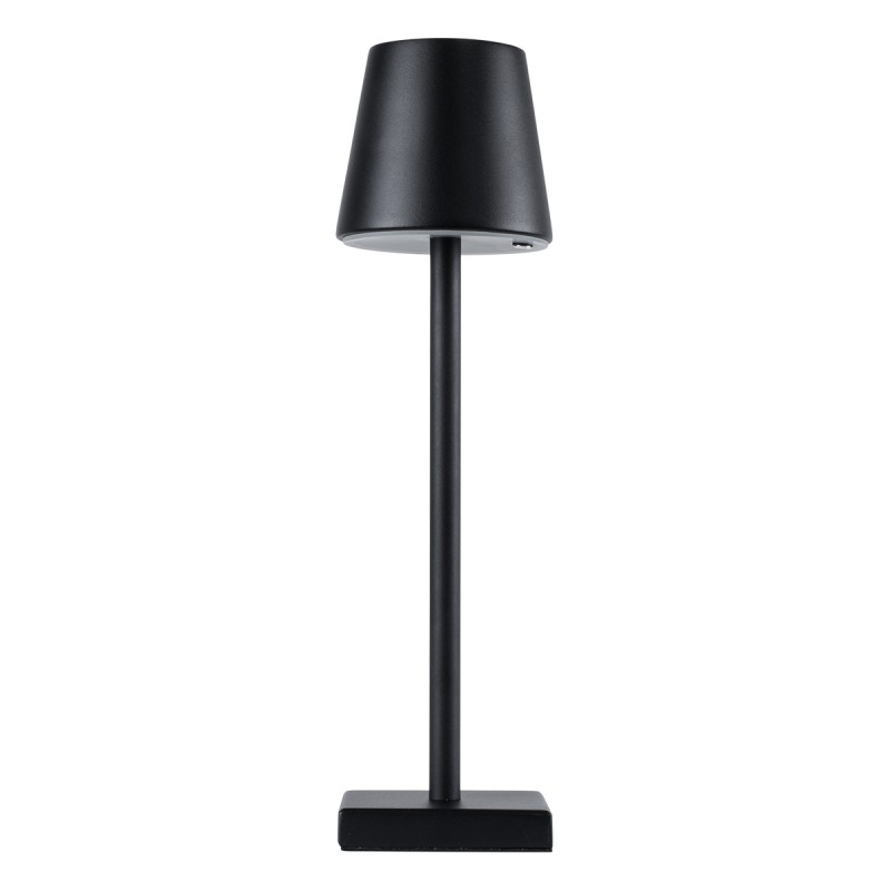 GLOBOSTAR® NEGA 60473 Μοντέρνο Επιτραπέζιο Φωτιστικό LED 2.2W 154lm 360° DC 5V με USB με Επαναφορτιζόμενη Μπαταρία Li-ion 3.7V 4000mAh IP20 Θερμό Λευκό 2700K με Αφή Dimmable - Lumileds SMD Chip - Μαύρο - Μ10 x Π10 x Υ39cm - 2 Χρόνια Εγγύηση