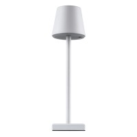 GLOBOSTAR® NEGA 60474 Μοντέρνο Επιτραπέζιο Φωτιστικό LED 2.2W 154lm 360° DC 5V με USB με Επαναφορτιζόμενη Μπαταρία Li-ion 3.7V 4000mAh IP20 Θερμό Λευκό 2700K με Αφή Dimmable - Lumileds SMD Chip - Λευκό - Μ10 x Π10 x Υ39cm - 2 Χρόνια Εγγύηση