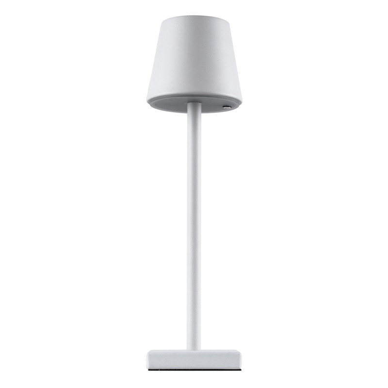 GLOBOSTAR® NEGA 60474 Μοντέρνο Επιτραπέζιο Φωτιστικό LED 2.2W 154lm 360° DC 5V με USB με Επαναφορτιζόμενη Μπαταρία Li-ion 3.7V 4000mAh IP20 Θερμό Λευκό 2700K με Αφή Dimmable - Lumileds SMD Chip - Λευκό - Μ10 x Π10 x Υ39cm - 2 Χρόνια Εγγύηση