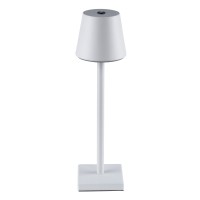 GLOBOSTAR® NEGA 60474 Μοντέρνο Επιτραπέζιο Φωτιστικό LED 2.2W 154lm 360° DC 5V με USB με Επαναφορτιζόμενη Μπαταρία Li-ion 3.7V 4000mAh IP20 Θερμό Λευκό 2700K με Αφή Dimmable - Lumileds SMD Chip - Λευκό - Μ10 x Π10 x Υ39cm - 2 Χρόνια Εγγύηση