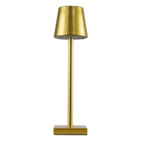 GLOBOSTAR® NEGA 60475 Μοντέρνο Επιτραπέζιο Φωτιστικό LED 2.2W 154lm 360° DC 5V με USB με Επαναφορτιζόμενη Μπαταρία Li-ion 3.7V 4000mAh IP20 Θερμό Λευκό 2700K με Αφή Dimmable - Lumileds SMD Chip - Χρυσό - Μ10 x Π10 x Υ39cm - 2 Χρόνια Εγγύηση