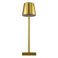 GLOBOSTAR® NEGA 60475 Μοντέρνο Επιτραπέζιο Φωτιστικό LED 2.2W 154lm 360° DC 5V με USB με Επαναφορτιζόμενη Μπαταρία Li-ion 3.7V 4000mAh IP20 Θερμό Λευκό 2700K με Αφή Dimmable - Lumileds SMD Chip - Χρυσό - Μ10 x Π10 x Υ39cm - 2 Χρόνια Εγγύηση