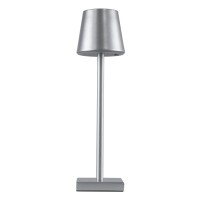 GLOBOSTAR® NEGA 60476 Μοντέρνο Επιτραπέζιο Φωτιστικό LED 2.2W 154lm 360° DC 5V με USB με Επαναφορτιζόμενη Μπαταρία Li-ion 3.7V 4000mAh IP20 Θερμό Λευκό 2700K με Αφή Dimmable - Lumileds SMD Chip - Ασημί - Μ10 x Π10 x Υ39cm - 2 Χρόνια Εγγύηση