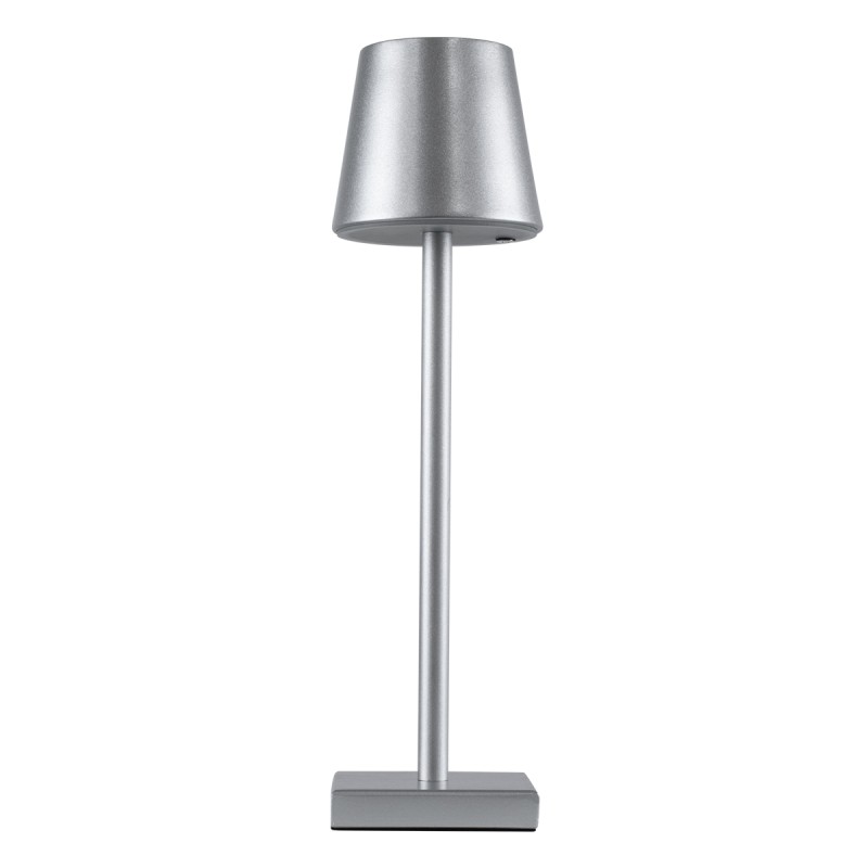 GLOBOSTAR® NEGA 60476 Μοντέρνο Επιτραπέζιο Φωτιστικό LED 2.2W 154lm 360° DC 5V με USB με Επαναφορτιζόμενη Μπαταρία Li-ion 3.7V 4000mAh IP20 Θερμό Λευκό 2700K με Αφή Dimmable - Lumileds SMD Chip - Ασημί - Μ10 x Π10 x Υ39cm - 2 Χρόνια Εγγύηση