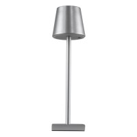 GLOBOSTAR® NEGA 60476 Μοντέρνο Επιτραπέζιο Φωτιστικό LED 2.2W 154lm 360° DC 5V με USB με Επαναφορτιζόμενη Μπαταρία Li-ion 3.7V 4000mAh IP20 Θερμό Λευκό 2700K με Αφή Dimmable - Lumileds SMD Chip - Ασημί - Μ10 x Π10 x Υ39cm - 2 Χρόνια Εγγύηση