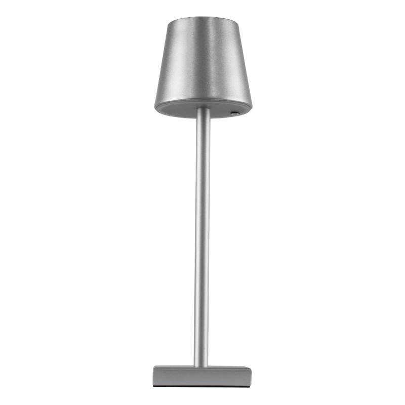 GLOBOSTAR® NEGA 60476 Μοντέρνο Επιτραπέζιο Φωτιστικό LED 2.2W 154lm 360° DC 5V με USB με Επαναφορτιζόμενη Μπαταρία Li-ion 3.7V 4000mAh IP20 Θερμό Λευκό 2700K με Αφή Dimmable - Lumileds SMD Chip - Ασημί - Μ10 x Π10 x Υ39cm - 2 Χρόνια Εγγύηση