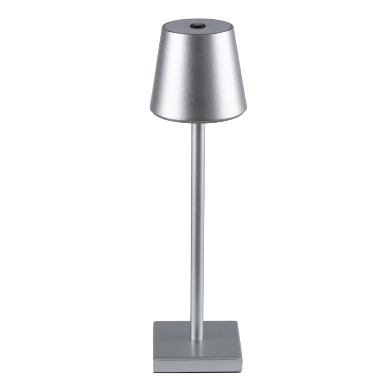 GLOBOSTAR® NEGA 60476 Μοντέρνο Επιτραπέζιο Φωτιστικό LED 2.2W 154lm 360° DC 5V με USB με Επαναφορτιζόμενη Μπαταρία Li-ion 3.7V 4000mAh IP20 Θερμό Λευκό 2700K με Αφή Dimmable - Lumileds SMD Chip - Ασημί - Μ10 x Π10 x Υ39cm - 2 Χρόνια Εγγύηση