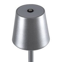 GLOBOSTAR® NEGA 60476 Μοντέρνο Επιτραπέζιο Φωτιστικό LED 2.2W 154lm 360° DC 5V με USB με Επαναφορτιζόμενη Μπαταρία Li-ion 3.7V 4000mAh IP20 Θερμό Λευκό 2700K με Αφή Dimmable - Lumileds SMD Chip - Ασημί - Μ10 x Π10 x Υ39cm - 2 Χρόνια Εγγύηση