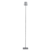 GLOBOSTAR® NEGA 60480 Μοντέρνο Επιδαπέδιο Φωτιστικό LED 2.2W 154lm 360° DC 5V με USB 2.0 με Επαναφορτιζόμενη Μπαταρία Li-ion 3.7V 4000mAh IP44 Θερμό Λευκό 2700K με Αφή Dimmable - Lumileds SMD Chip - Ασημί - Μ10 x Π10 x Υ135cm - 2 Χρόνια Εγγύηση