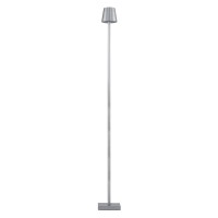 GLOBOSTAR® NEGA 60480 Μοντέρνο Επιδαπέδιο Φωτιστικό LED 2.2W 154lm 360° DC 5V με USB 2.0 με Επαναφορτιζόμενη Μπαταρία Li-ion 3.7V 4000mAh IP44 Θερμό Λευκό 2700K με Αφή Dimmable - Lumileds SMD Chip - Ασημί - Μ10 x Π10 x Υ135cm - 2 Χρόνια Εγγύηση
