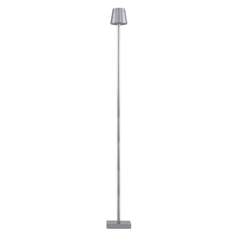 GLOBOSTAR® NEGA 60480 Μοντέρνο Επιδαπέδιο Φωτιστικό LED 2.2W 154lm 360° DC 5V με USB 2.0 με Επαναφορτιζόμενη Μπαταρία Li-ion 3.7V 4000mAh IP44 Θερμό Λευκό 2700K με Αφή Dimmable - Lumileds SMD Chip - Ασημί - Μ10 x Π10 x Υ135cm - 2 Χρόνια Εγγύηση