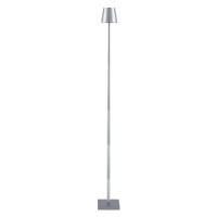 GLOBOSTAR® NEGA 60480 Μοντέρνο Επιδαπέδιο Φωτιστικό LED 2.2W 154lm 360° DC 5V με USB 2.0 με Επαναφορτιζόμενη Μπαταρία Li-ion 3.7V 4000mAh IP44 Θερμό Λευκό 2700K με Αφή Dimmable - Lumileds SMD Chip - Ασημί - Μ10 x Π10 x Υ135cm - 2 Χρόνια Εγγύηση