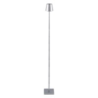 GLOBOSTAR® NEGA 60480 Μοντέρνο Επιδαπέδιο Φωτιστικό LED 2.2W 154lm 360° DC 5V με USB 2.0 με Επαναφορτιζόμενη Μπαταρία Li-ion 3.7V 4000mAh IP44 Θερμό Λευκό 2700K με Αφή Dimmable - Lumileds SMD Chip - Ασημί - Μ10 x Π10 x Υ135cm - 2 Χρόνια Εγγύηση