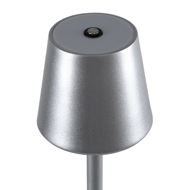 GLOBOSTAR® NEGA 60480 Μοντέρνο Επιδαπέδιο Φωτιστικό LED 2.2W 154lm 360° DC 5V με USB 2.0 με Επαναφορτιζόμενη Μπαταρία Li-ion 3.7V 4000mAh IP44 Θερμό Λευκό 2700K με Αφή Dimmable - Lumileds SMD Chip - Ασημί - Μ10 x Π10 x Υ135cm - 2 Χρόνια Εγγύηση