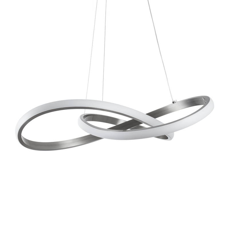 GLOBOSTAR® DEXTER 60498 Μοντέρνο Κρεμαστό Φωτιστικό Οροφής LED 72W 8064lm 300° AC 220-240V IP20 Ρυθμιζόμενο Λευκό CCT με Χειριστήριο από 2700K έως 6000K Dimmable - Lumileds SMD Chip - Νίκελ Βούρτσας - Μ56 x Π56 x Υ14cm - 3 Χρόνια Εγγύηση