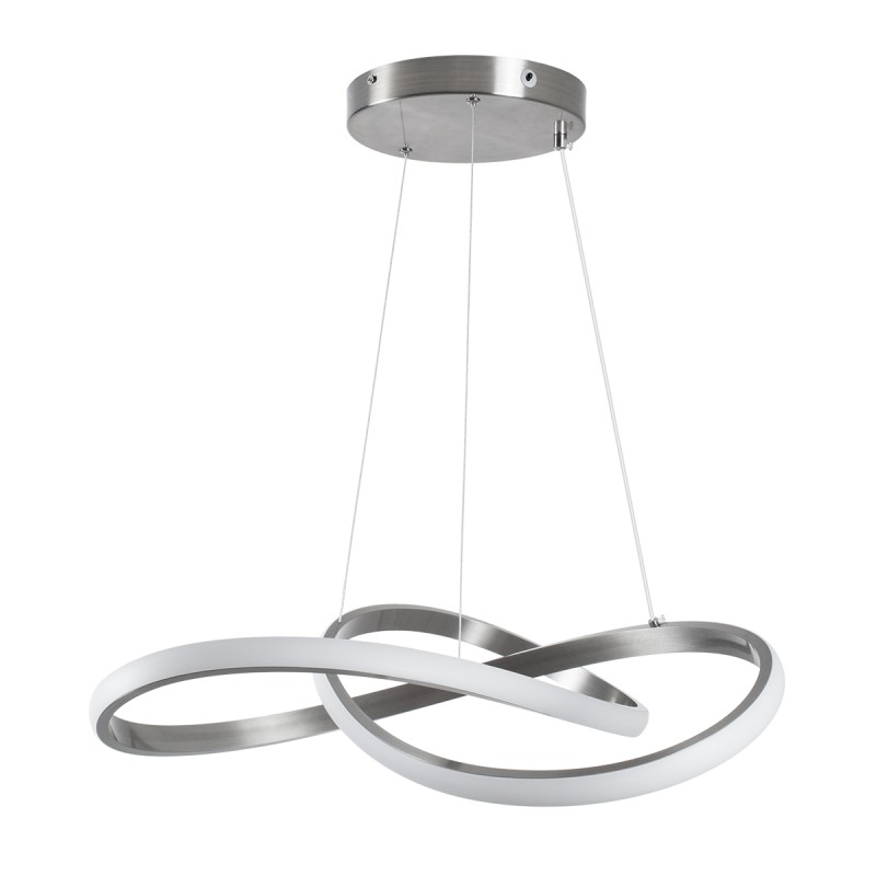GLOBOSTAR® DEXTER 60498 Μοντέρνο Κρεμαστό Φωτιστικό Οροφής LED 72W 8064lm 300° AC 220-240V IP20 Ρυθμιζόμενο Λευκό CCT με Χειριστήριο από 2700K έως 6000K Dimmable - Lumileds SMD Chip - Νίκελ Βούρτσας - Μ56 x Π56 x Υ14cm - 3 Χρόνια Εγγύηση