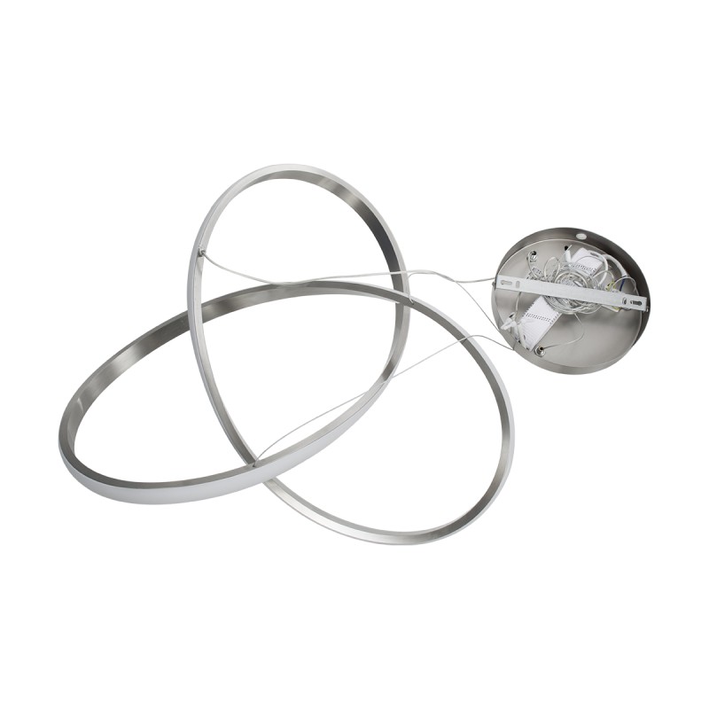 GLOBOSTAR® DEXTER 60498 Μοντέρνο Κρεμαστό Φωτιστικό Οροφής LED 72W 8064lm 300° AC 220-240V IP20 Ρυθμιζόμενο Λευκό CCT με Χειριστήριο από 2700K έως 6000K Dimmable - Lumileds SMD Chip - Νίκελ Βούρτσας - Μ56 x Π56 x Υ14cm - 3 Χρόνια Εγγύηση