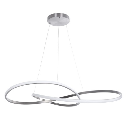 GLOBOSTAR® DEXTER 60919 Μοντέρνο Κρεμαστό Φωτιστικό Οροφής LED 120W 13440lm 300° AC 220-240V IP20 Ρυθμιζόμενο Λευκό CCT με Χειριστήριο από 2700K έως 6000K Dimmable - Lumileds SMD Chip - Νίκελ Βούρτσας - Μ103 x Π103 x Υ30cm - 3 Χρόνια Εγγύηση