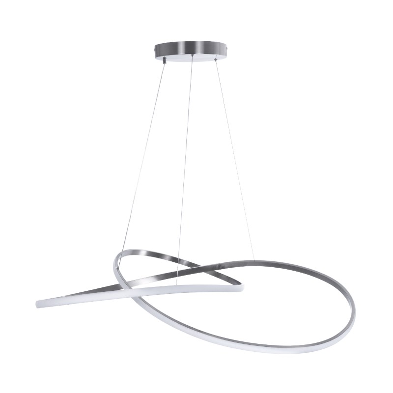 GLOBOSTAR® DEXTER 60919 Μοντέρνο Κρεμαστό Φωτιστικό Οροφής LED 120W 13440lm 300° AC 220-240V IP20 Ρυθμιζόμενο Λευκό CCT με Χειριστήριο από 2700K έως 6000K Dimmable - Lumileds SMD Chip - Νίκελ Βούρτσας - Μ103 x Π103 x Υ30cm - 3 Χρόνια Εγγύηση