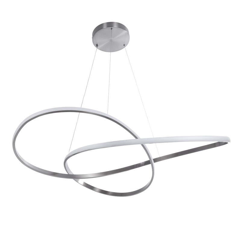 GLOBOSTAR® DEXTER 60919 Μοντέρνο Κρεμαστό Φωτιστικό Οροφής LED 120W 13440lm 300° AC 220-240V IP20 Ρυθμιζόμενο Λευκό CCT με Χειριστήριο από 2700K έως 6000K Dimmable - Lumileds SMD Chip - Νίκελ Βούρτσας - Μ103 x Π103 x Υ30cm - 3 Χρόνια Εγγύηση