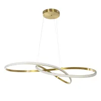 GLOBOSTAR® DEXTER 60920 Μοντέρνο Κρεμαστό Φωτιστικό Οροφής LED 120W 13440lm 300° AC 220-240V IP20 Ρυθμιζόμενο Λευκό CCT με Χειριστήριο από 2700K έως 6000K Dimmable - Lumileds SMD Chip - Χρυσό Βούρτσας - Μ103 x Π103 x Υ30cm - 3 Χρόνια Εγγύηση